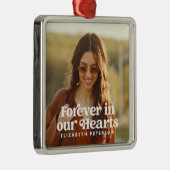 永遠に私たちのハートシンプルにカスタム写真記念 メタルオーナメント (右)