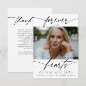 永遠に私たちのハートシンプルのスクリプト写真の葬儀 サンキューカード (正面/裏面)