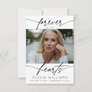 永遠に私たちのハートシンプルのスクリプト写真の葬儀 サンキューカード