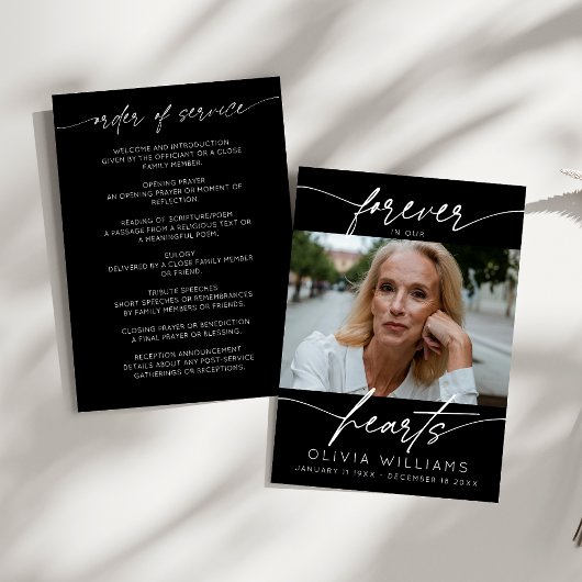 永遠に私たちのハートシンプルのスクリプト写真の葬儀 プログラム