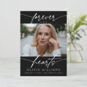 永遠に私たちのハートシンプルのスクリプト写真の葬儀 プログラム (スタンド正面)