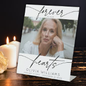 永遠に私たちのハートシンプルのスクリプト写真の葬儀 台座サイン