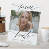 永遠に私たちのハートシンプルのスクリプト写真の葬儀 台座サイン (インサイチュ)