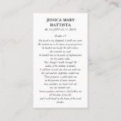 永遠に私たちのハートシンプル葬儀祈りの言葉カード 名刺 (裏面)