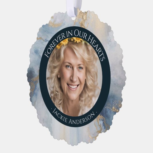 永遠に私たちのハートスカイ写真思い出 オーナメントカード (左)