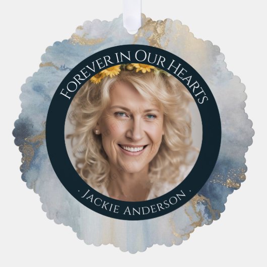 永遠に私たちのハートスカイ写真思い出 オーナメントカード (正面)