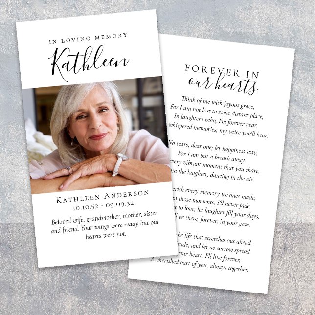 永遠に私たちのハートスクリプト葬儀祈りの言葉カード (クリエイターアップロード済み)