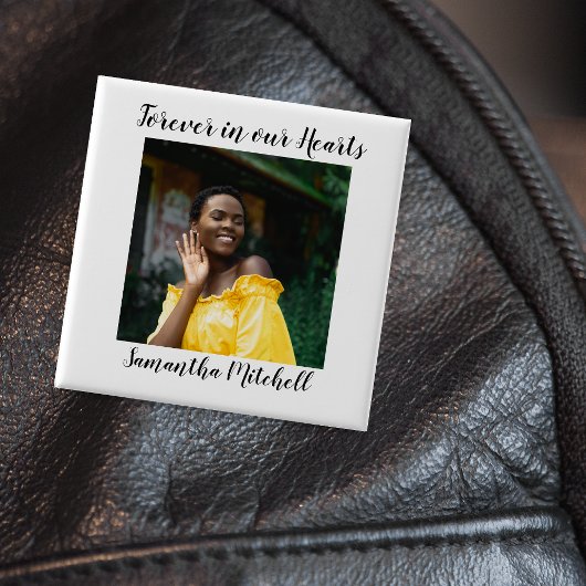 永遠に私たちのハートスタイリッシュで白い写真葬儀 缶バッジ