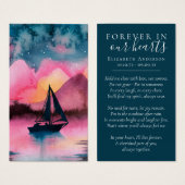 永遠に私たちのハートセーリングボート葬儀祈りの言葉カード (正面&裏面)