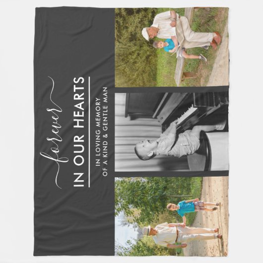 永遠に私たちのハートダークグレーの記憶の写真 フリースブランケット (正面)