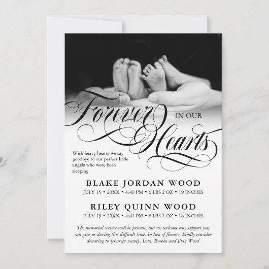 永遠に私たちのハートツインズベビーメモリアル 案内状 (正面)
