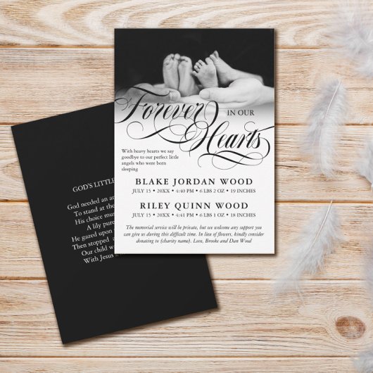 永遠に私たちのハートツインズベビーメモリアル 案内状