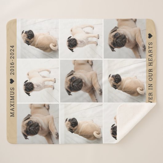 永遠に私たちのハートドッグフォトコラージュ記念碑 シェルパブランケット (正面(横))