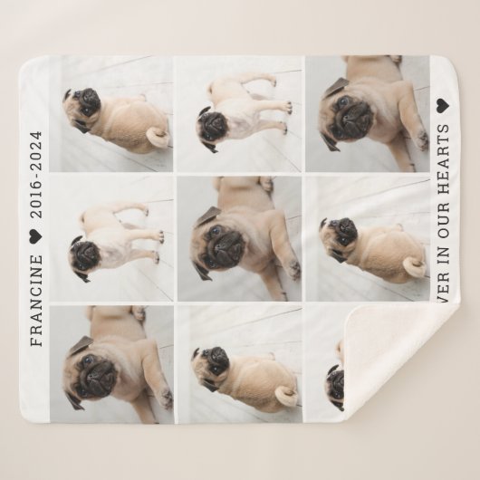 永遠に私たちのハートドッグフォトコラージュ記念碑 シェルパブランケット (正面(横))