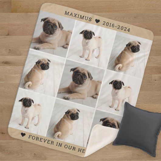 永遠に私たちのハートドッグフォトコラージュ記念碑 シェルパブランケット