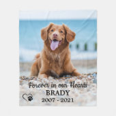 永遠に私たちのハートドッグフォトペット記念碑 フリースブランケット (正面)