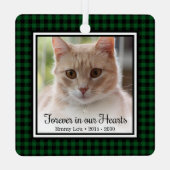 永遠に私たちのハートバッファローチェック猫メモリアル メタルオーナメント (裏面)