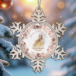 永遠に私たちのハートバラフォイル写真記念 スノーフレークピューターオーナメント