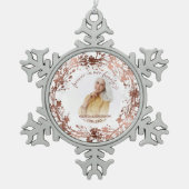 永遠に私たちのハートバラフォイル写真記念 スノーフレークピューターオーナメント (正面)