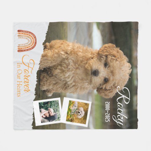 永遠に私たちのハートパーソナライズされたドッグ記念碑 フリースブランケット (正面(横))