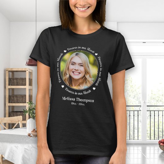永遠に私たちのハートパーソナライズされた写真記念碑 Tシャツ