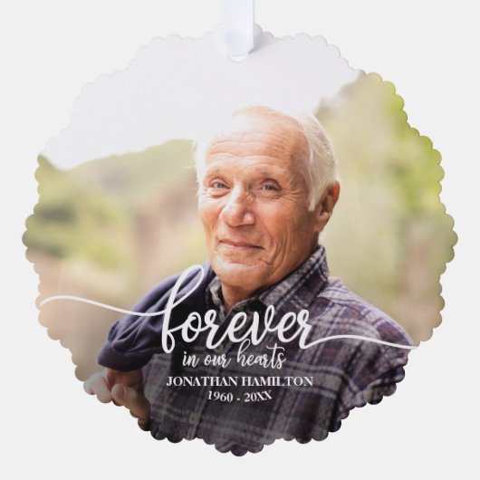永遠に私たちのハートパーソナライズされた写真記念 オーナメントカード (正面)