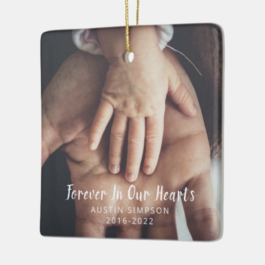 永遠に私たちのハートパーソナライズされた写真記念 セラミックオーナメント (左)