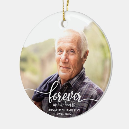 永遠に私たちのハートパーソナライズされた写真記念 セラミックオーナメント (左)