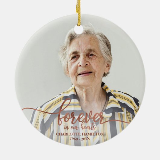 永遠に私たちのハートパーソナライズされた写真記念 セラミックオーナメント (裏面)