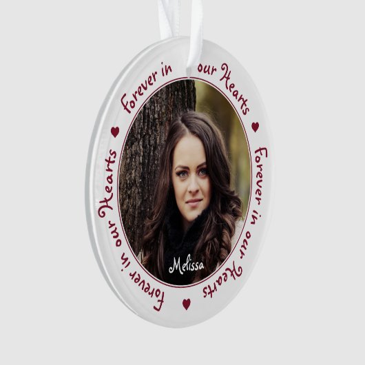 永遠に私たちのハートパーソナライズされた写真追悼碑 オーナメント (正面)