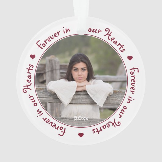 永遠に私たちのハートパーソナライズされた写真追悼碑 オーナメント (裏面)