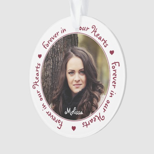 永遠に私たちのハートパーソナライズされた写真追悼碑 オーナメント (正面)