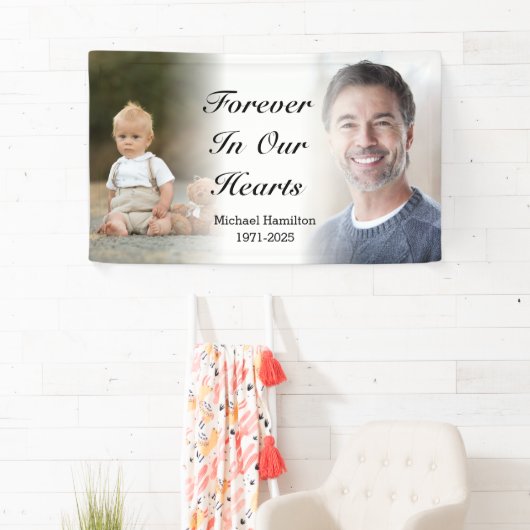 永遠に私たちのハートパーソナライズされた記念写真 横断幕 (インサイチュ)