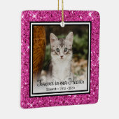 永遠に私たちのハートピンクグリッター猫記念 セラミックオーナメント (右)