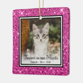 永遠に私たちのハートピンクグリッター猫記念 セラミックオーナメント (左)