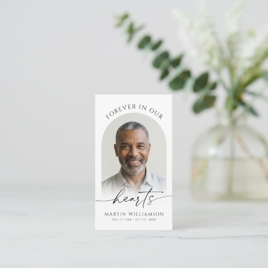 永遠に私たちのハートフォトモダン祈りの言葉カード 名刺 (スタンド正面)