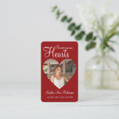 永遠に私たちのハートフォトレッド祈りの言葉カード 名刺 (スタンド正面)