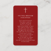 永遠に私たちのハートフォトレッド祈りの言葉カード 名刺 (裏面)