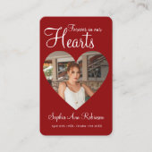 永遠に私たちのハートフォトレッド祈りの言葉カード 名刺 (正面)