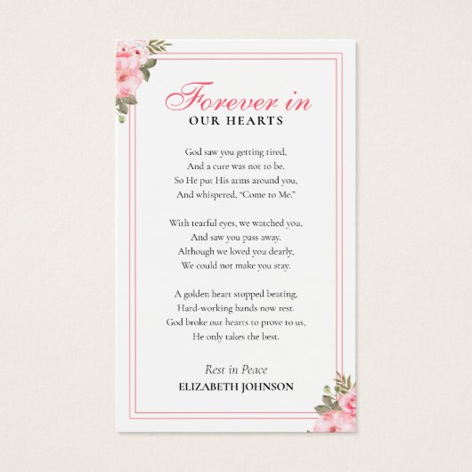 永遠に私たちのハートフローラメモリアルフォトカード (裏面)