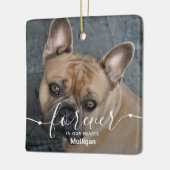 永遠に私たちのハートブラックドッグ写真ペット記念碑 セラミックオーナメント (左)