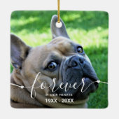 永遠に私たちのハートブラックドッグ写真ペット記念碑 セラミックオーナメント (裏面)