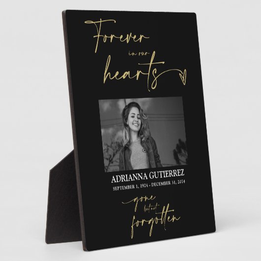 永遠に私たちのハートブラック金ゴールド写真記念 フォトプラーク (側面)