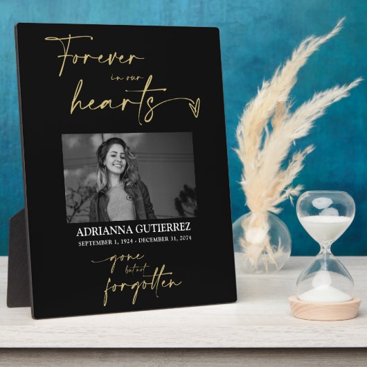 永遠に私たちのハートブラック金ゴールド写真記念 フォトプラーク (側面)