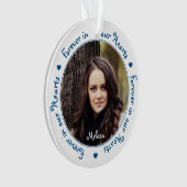 永遠に私たちのハートブルーファミリーフォトメモリアル オーナメント (正面)