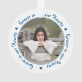 永遠に私たちのハートブルーファミリーフォトメモリアル オーナメント (裏面)