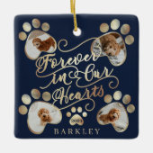 永遠に私たちのハートポープリントフォトペットメモリアル セラミックオーナメント (正面)