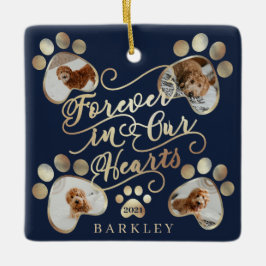 永遠に私たちのハートポープリントフォトペットメモリアル セラミックオーナメント