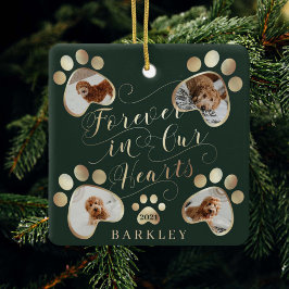 永遠に私たちのハートポープリントフォトペットメモリアル セラミックオーナメント