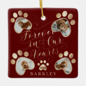 永遠に私たちのハートポープリントフォトペットメモリアル セラミックオーナメント (正面)